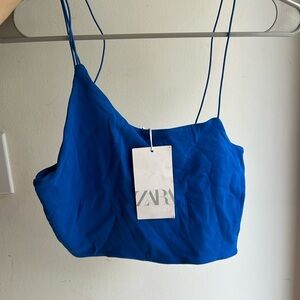 New Zara crop top. Size L, Blue color.